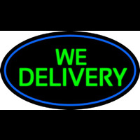 Green We Deliver Oval With Blue Border Leuchtreklame