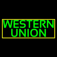 Green Western Union With Green Border Leuchtreklame