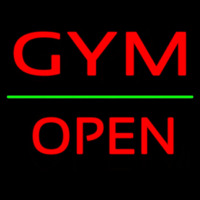 Gym Block Open Green Line Leuchtreklame