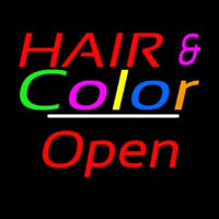 Hair And Color Open White Line Leuchtreklame