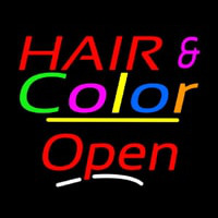 Hair And Color Open Yellow Line Leuchtreklame