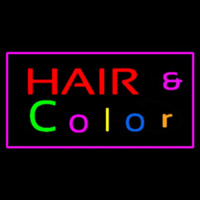 Hair And Color With Pink Border Leuchtreklame