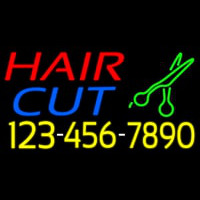 Hair Cut With Number And Scissor Leuchtreklame