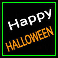 Happy Halloween With Green Border Leuchtreklame