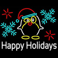 Happy Holidays With Snow Man Logo Leuchtreklame