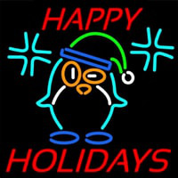 Happy Holidays With Snow Man Logo Leuchtreklame