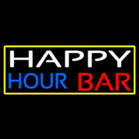 Happy Hour Bar With Yellow Border Leuchtreklame