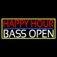 Happy Hour Bass Open With Yellow Border Leuchtreklame