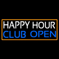 Happy Hour Club Open With Orange Border Leuchtreklame