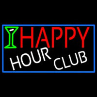 Happy Hour Club With Blue Border Leuchtreklame