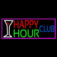 Happy Hour Club With Pink Border Leuchtreklame