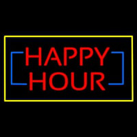 Happy Hour Rectangle Yellow Leuchtreklame