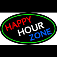 Happy Hour Zone Oval With Green Border Leuchtreklame