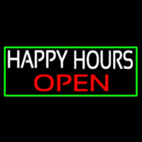 Happy Hours Open With Green Border Leuchtreklame
