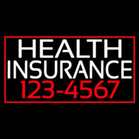 Health Insurance With Phone Number And Red Border Leuchtreklame