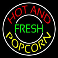 Hot And Fresh Popcorn With Border Leuchtreklame
