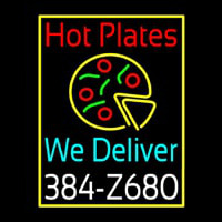 Hot Plates Pizza We Deliver Leuchtreklame