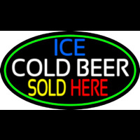 Ice Cold Beer Sold Here With Green Border Leuchtreklame