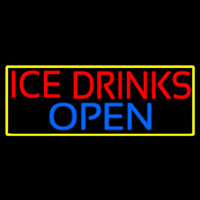 Ice Cold Drinks Red Open Leuchtreklame