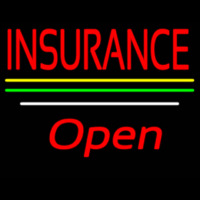 Insurance Open Yellow Green White Line Leuchtreklame