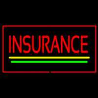Insurance Yellow Green Lines Red Border Leuchtreklame