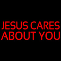 Jesus Cares About You Leuchtreklame