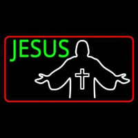 Jesus Christian Cross With Border Leuchtreklame