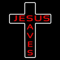Jesus Saves White Cross Leuchtreklame