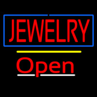Jewelry Blue Border Open Yellow Line Leuchtreklame