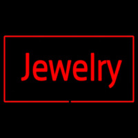 Jewelry Cursive Rectangle Red Leuchtreklame