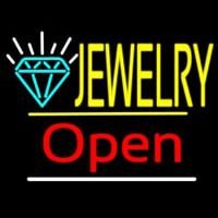 Jewelry Logo Open Yellow Line Leuchtreklame
