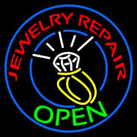 Jewelry Repair Open Green Logo Leuchtreklame