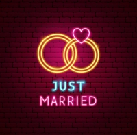 Just Married Rings Leuchtreklame