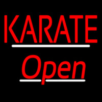 Karate Script2 Open White Line Leuchtreklame