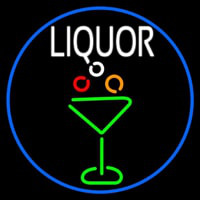 Liquor And Martini Glass Oval With Blue Border Leuchtreklame