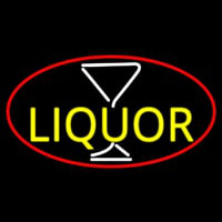 Liquor And Martini Glass Oval With Red Border Leuchtreklame