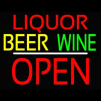 Liquor Beer Wine Block Open White Line Leuchtreklame