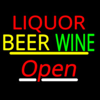 Liquor Beer Wine Open Yellow Line Leuchtreklame