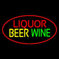 Liquor Beer Wine Oval Red Leuchtreklame