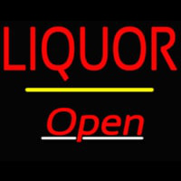 Liquor Open Yellow Line Leuchtreklame