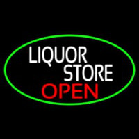 Liquor Store Open Oval With Green Border Leuchtreklame