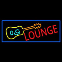 Lounge And Guitar With Blue Border Leuchtreklame