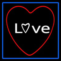 Love Red Heart With Blue Border Leuchtreklame