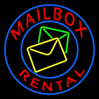 Mail Bo  Rental Blue Circle Leuchtreklame