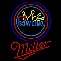 Miller Bowling Yellow Blue Beer Sign Leuchtreklame