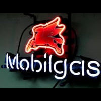 Mobil Gas Mobilgas Oil Station Bier Bar Leuchtreklame