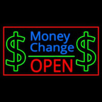 Money Change Dollar Logo Open Red Border Leuchtreklame
