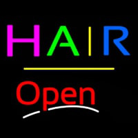Multi Colored Hair Open Yellow Line Leuchtreklame
