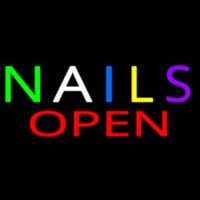 Multi Colored Nails Open Leuchtreklame