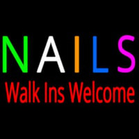 Multi Colored Nails Walk Ins Welcome Leuchtreklame